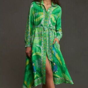 FARM Rio Green Tropical Midi Dress Macaw dress